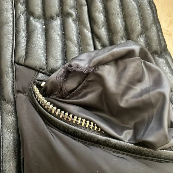 Nicole Benisti Leather-trim Down Jacket Black Size XS - Picture 3 of 16